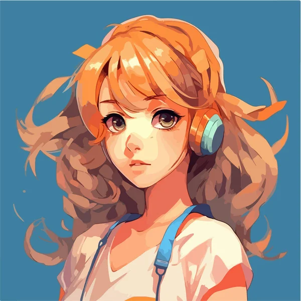 Cute Young Girl Orange Hair — Stock Vector