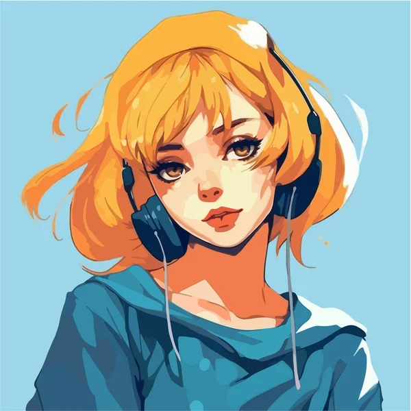 Animevector Cartoon Girl — Stock Vector