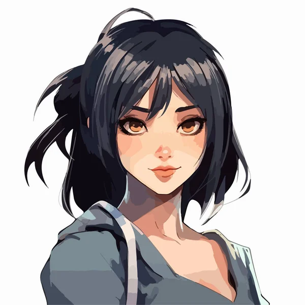 Anime Porträt Eines Jungen Mädchens — Stockvektor
