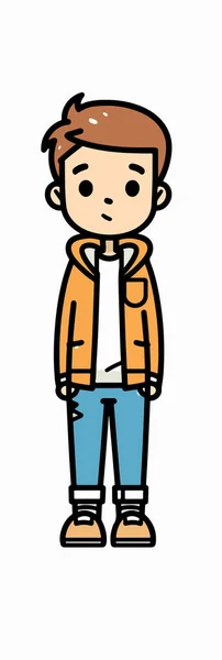 Cute Cartoon Boy Wearing Casual Clothes Vector Flat Illustration Icon — Stock Vector