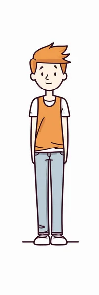 Dessin Animé Doodle Homme Avec Les Bras Croisés — Image vectorielle