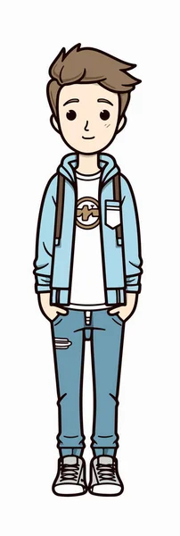 Cartoon Cool Hipster Jongen — Stockvector