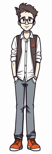 Anime garçon avec lunettes illustration de vecteur. Illustration du retrait  - 264046716