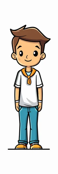 Cute Boy Kartun Latar Belakang Biru - Stok Vektor