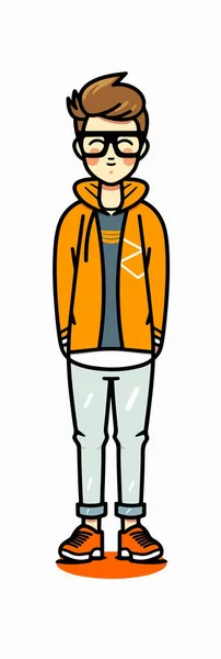 Χαριτωμένο Άνθρωπος Φορώντας Γυαλιά Ρούχα Και Σακάκι Διανυσματική Απεικόνιση — Διανυσματικό Αρχείο