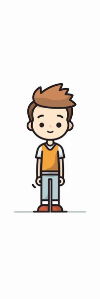 Cute Kid Boy Casual Clothes Hairstyle Vector Flat Cartoon Character — Stock Vector