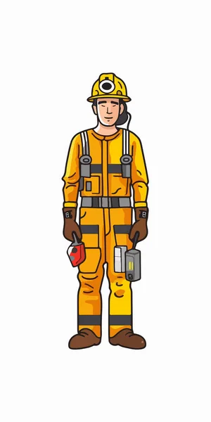 Пожарный Человек Аватар Персонаж Иконка Векторной Иллюстрации Дизайн — стоковый вектор
