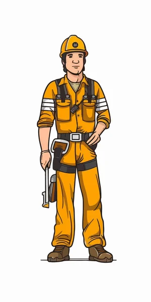 Vectorcartoon Van Een Brandweerman Uniform — Stockvector