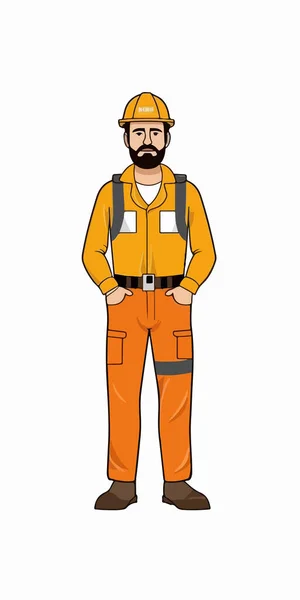주황색 작업복을 만화가 — 스톡 벡터