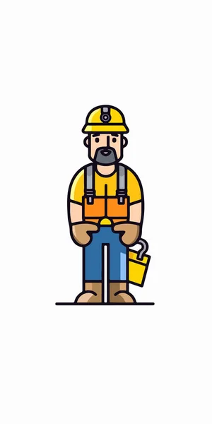 Zeichentrickfigur Des Bauunternehmers Mit Einem Schraubenschlüssel — Stockvektor
