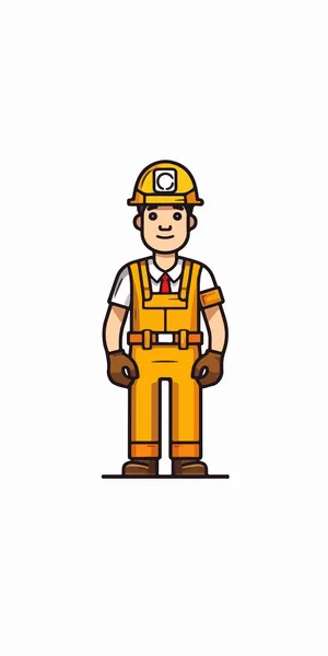 Construction Worker Character Various Poses Use Flat Design Vector — Stock Vector
