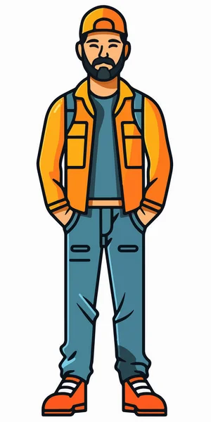 穿橙色衣服的男人 — 图库矢量图片