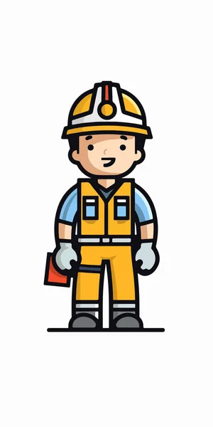 Векторный Мультяшный Персонаж Милый Дизайн Талисмана Пожарного — стоковый вектор