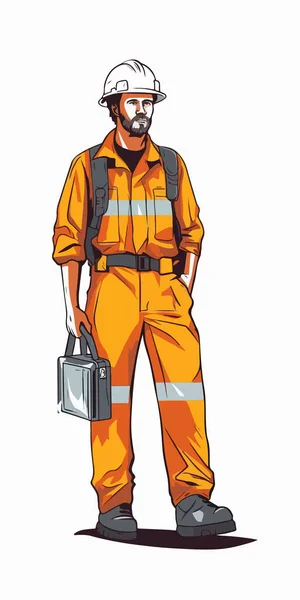 Worker Face Mask Red Vest Vector Illustration — Stock Vector