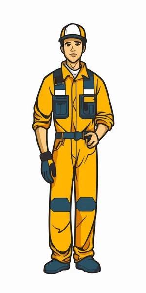 Vektor Illustration Eines Mannes Gelber Uniform Isoliert Auf Weiß — Stockvektor