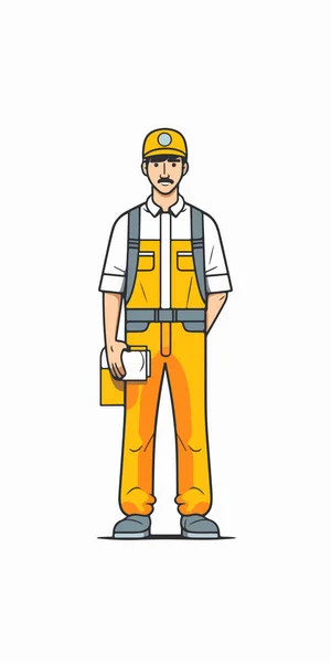 Construction Man Tool Avatar Character — Stock Vector