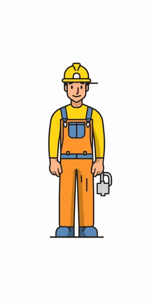 Cartoon Construction Worker Holding Tools — Stock Vector