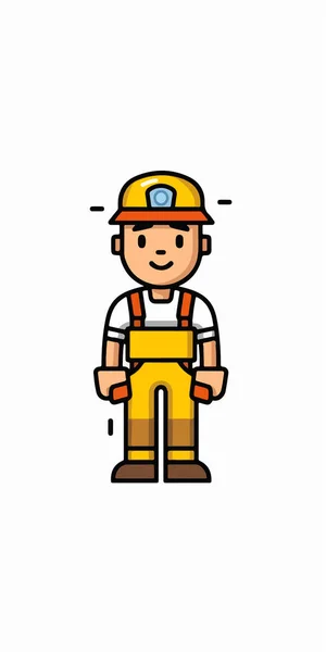 Worker Mascot Uniform Flat Design Style Vector Illustration — Stock Vector