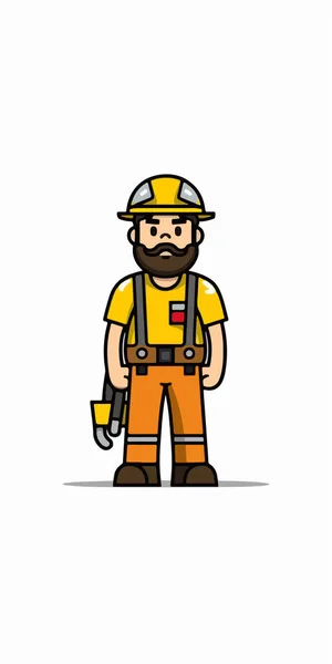 Cartoon Character Firefighter Wearing Helmet Vector Flat Design Style — Stock Vector