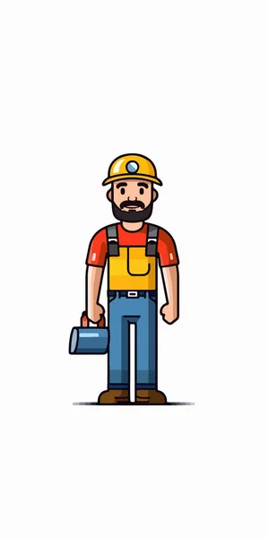 Cartoon Mascot Worker Wrench — Stock Vector