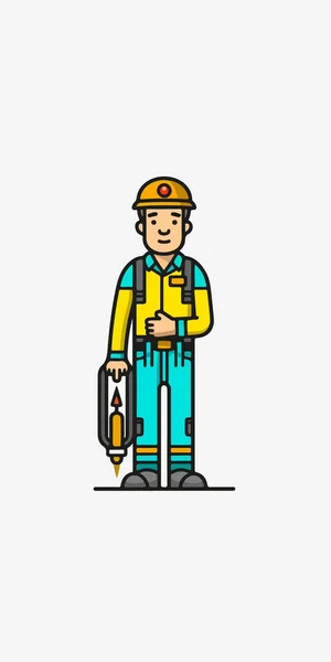 Arbeiter Bauarbeiter Arbeiter Flache Farbe Symbol Vektorsymbol — Stockvektor