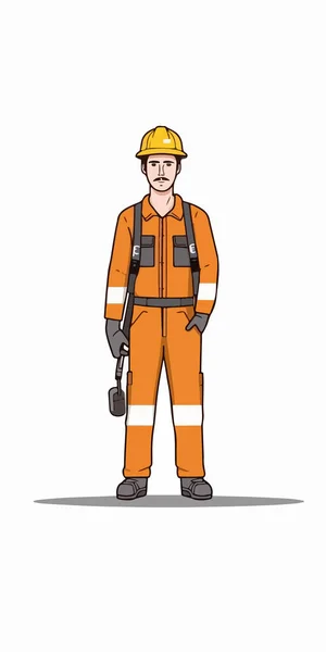 Arbeiter Mit Orangefarbenem Helm — Stockvektor