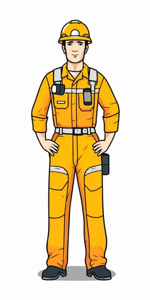 黄色いヘルメットをかぶった建設労働者 — ストックベクタ
