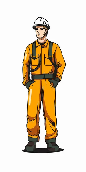 Male Firefighter Worker Vector Illustration — Stock Vector