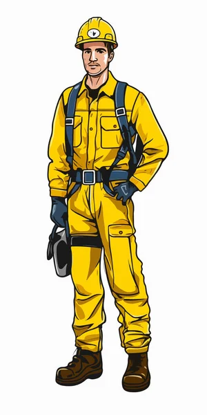 Cartoon Illustration Firefighter — Stock Vector