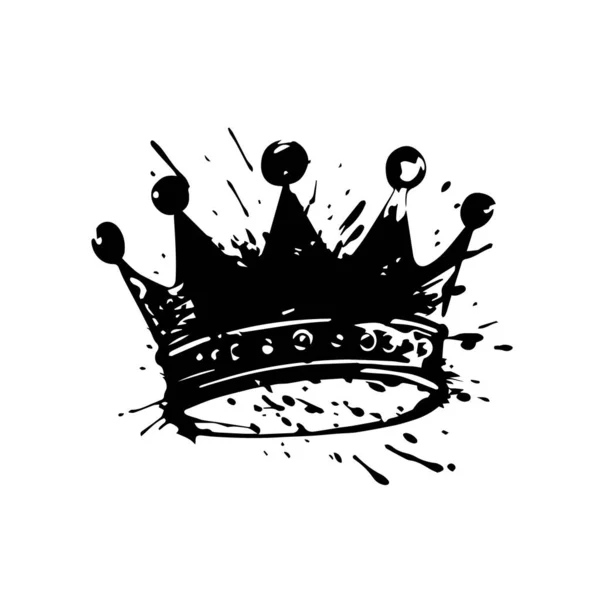 Mahkota Grunge Ilustrasi Vektor Diisolasi Dengan Warna Putih Gaya Gambar - Stok Vektor