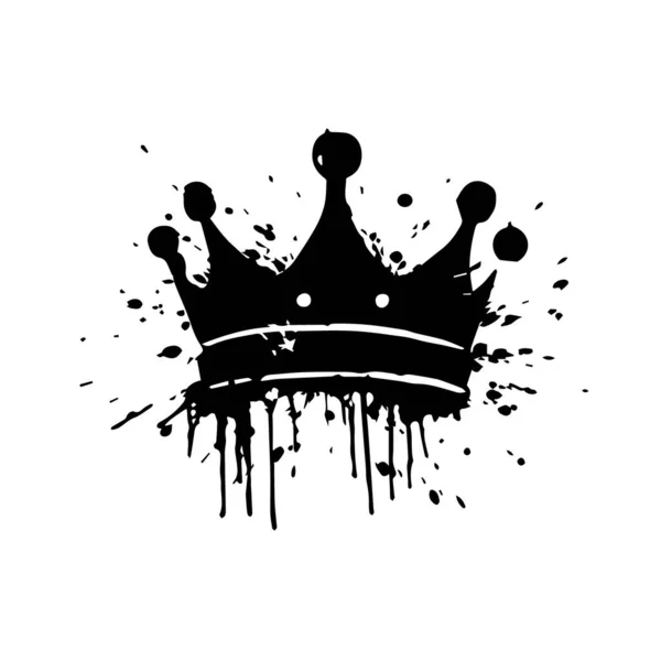 Black Ink Crown Paint Splashes — Stock Vector