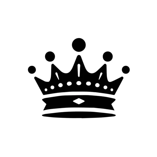 Coroa Ícone Preto Branco —  Vetores de Stock