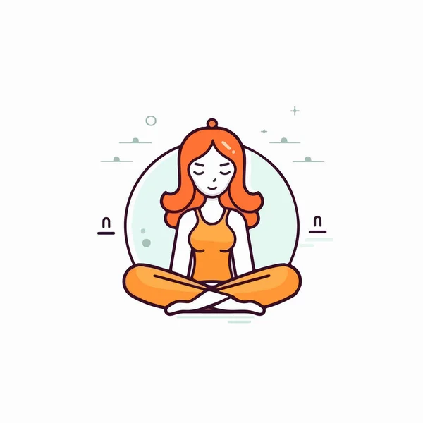 Meditación Mujer Icono Pose Loto — Vector de stock