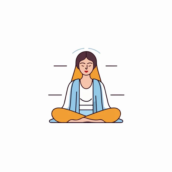 Frau Meditiert Lotus Pose Meditationskonzept Vektor — Stockvektor