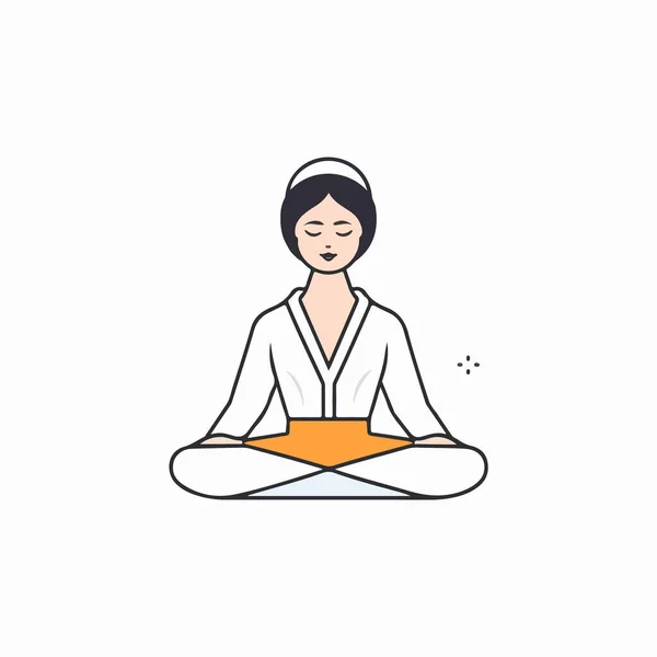 Yoga Meditación Meditación Mujer Pose Loto — Vector de stock