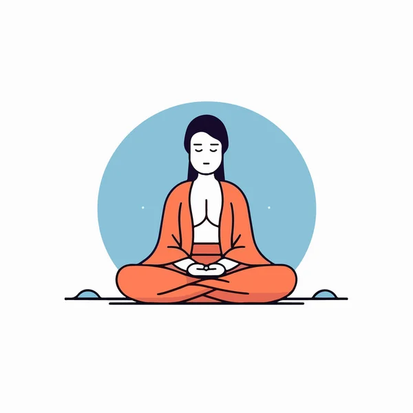 Meditación Meditación Mujer Posición Loto Meditación Concepto Saludable — Vector de stock