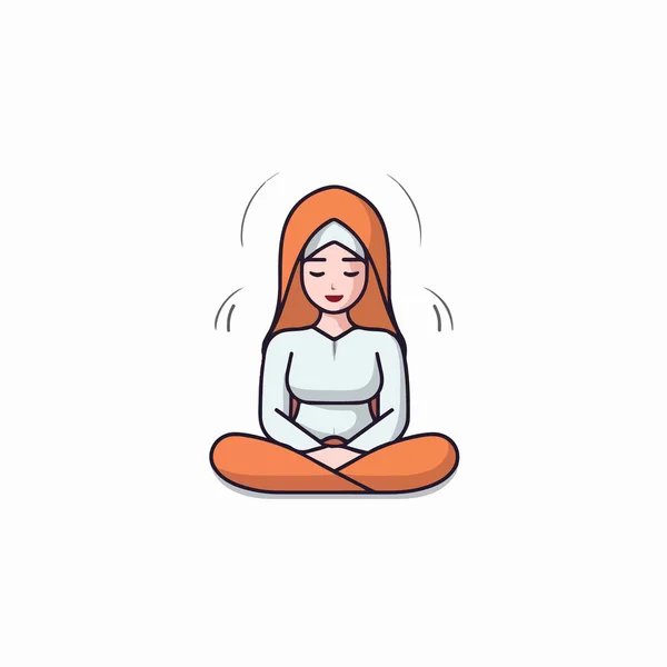 Donna Che Medita Meditazione Yoga Meditazione Rilassamento Meditazione Concetto Stile — Vettoriale Stock