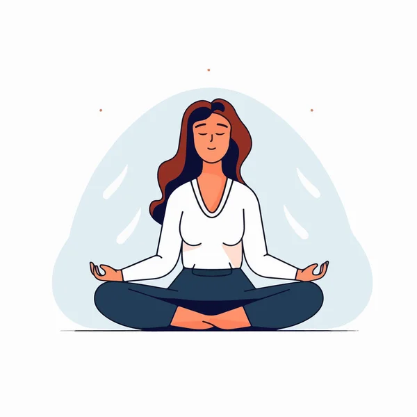 Frau Meditiert Meditiert Meditiert Gesunder Lebensstil Und Entspannungskonzept — Stockvektor