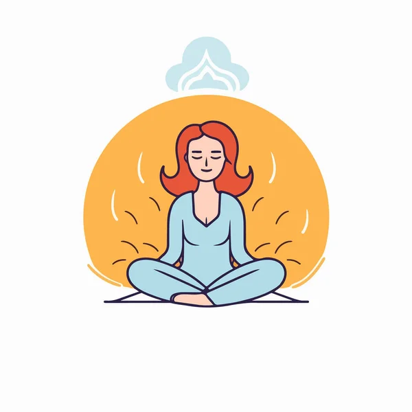 Ragazza Meditando Una Posa Yoga — Vettoriale Stock