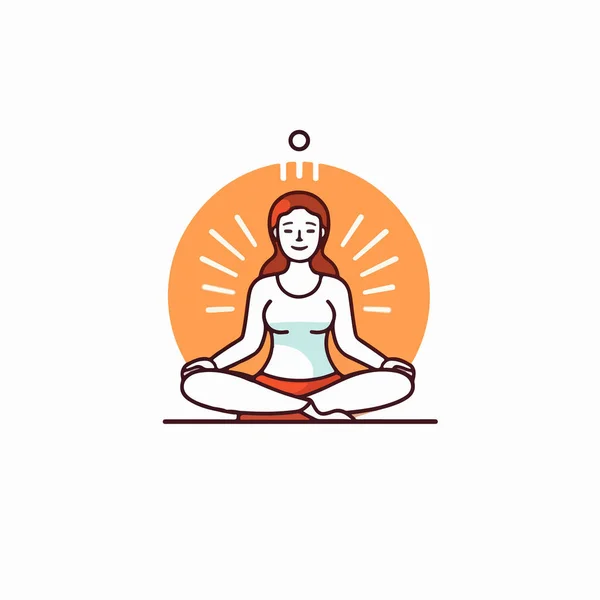 Yoga Mujer Meditación Pose Line Llenar Icono Vector Ilustración — Archivo Imágenes Vectoriales