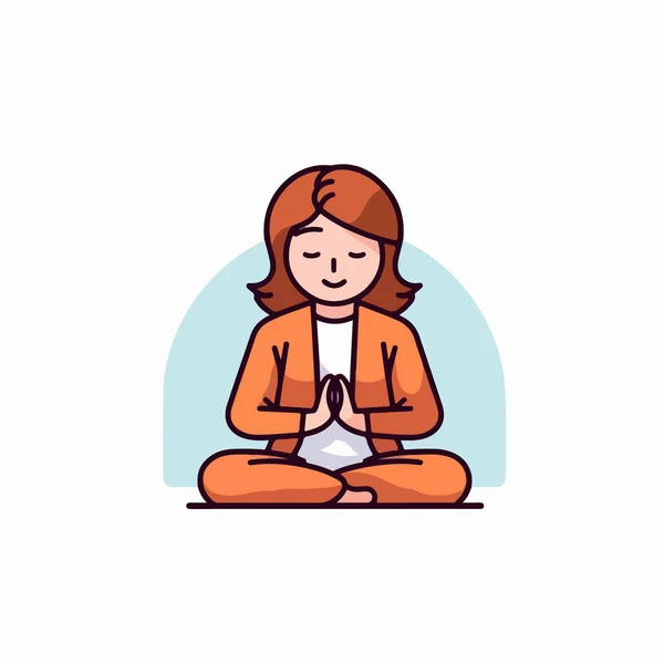 Flicka Meditera Position Meditation — Stock vektor