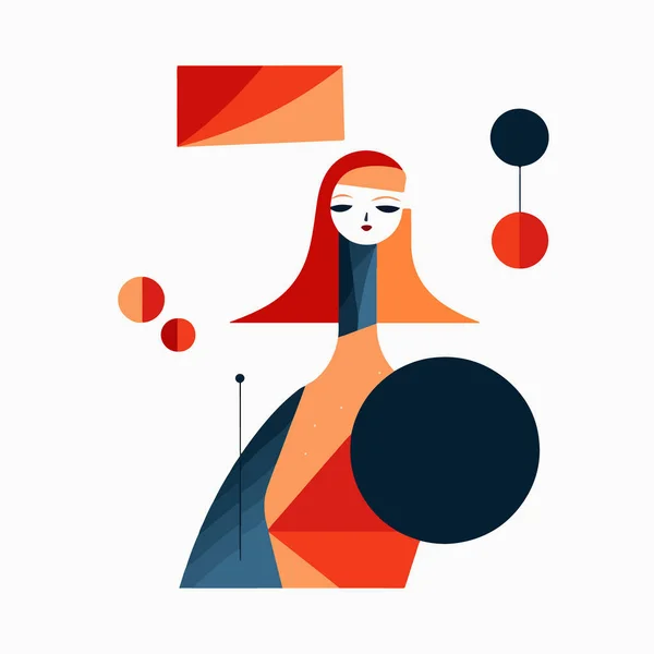Mujer Abstracta Con Formas Geométricas Coloridas — Archivo Imágenes Vectoriales