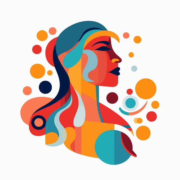 Woman Abstract Geometric Shapes Abstract Illustration Woman Face — Stock Vector