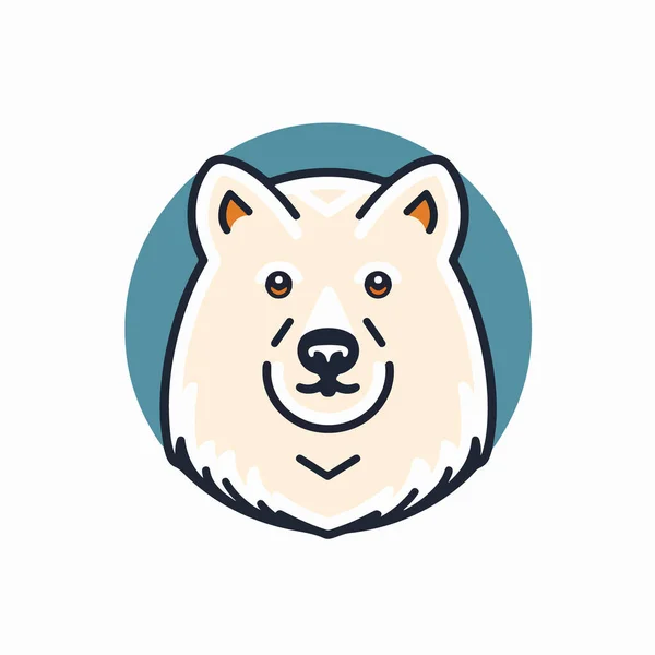 Ícone Cabeça Urso Branco Isolado Fundo Azul Vetor —  Vetores de Stock