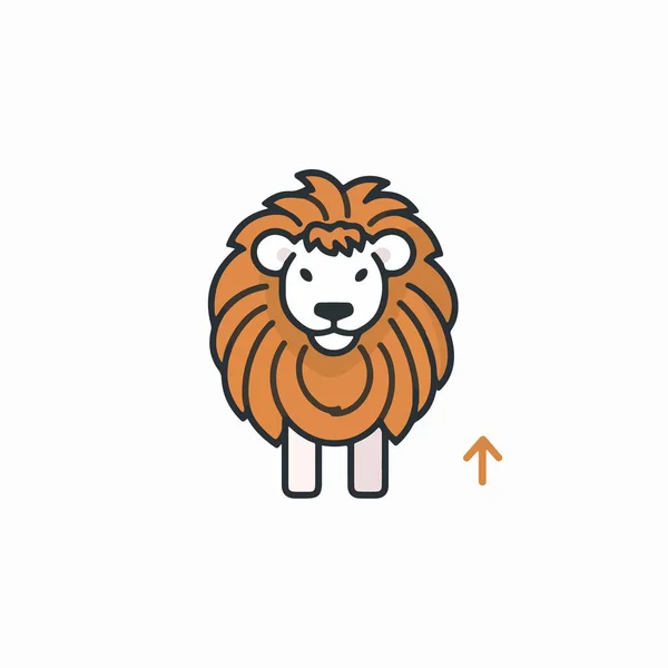 狮子图标为扁平线条风格 动物图标矢量插图 — 图库矢量图片