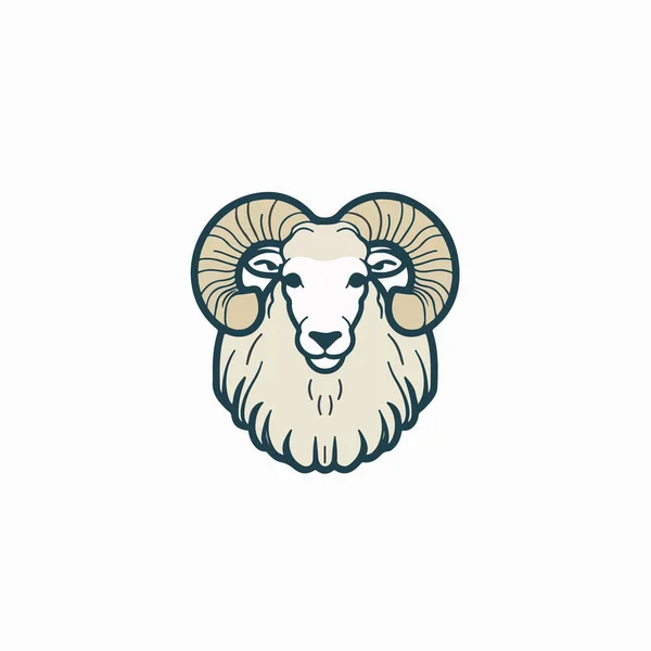 羊の頭のアイコン 白で区切られた平らな線のアイコン ベクターイラスト — ストックベクタ