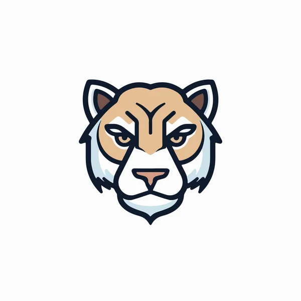 Kaplan Başlı Logo Vahşi Hayvan Maskotu Logo Şablonu Tasarımı — Stok Vektör