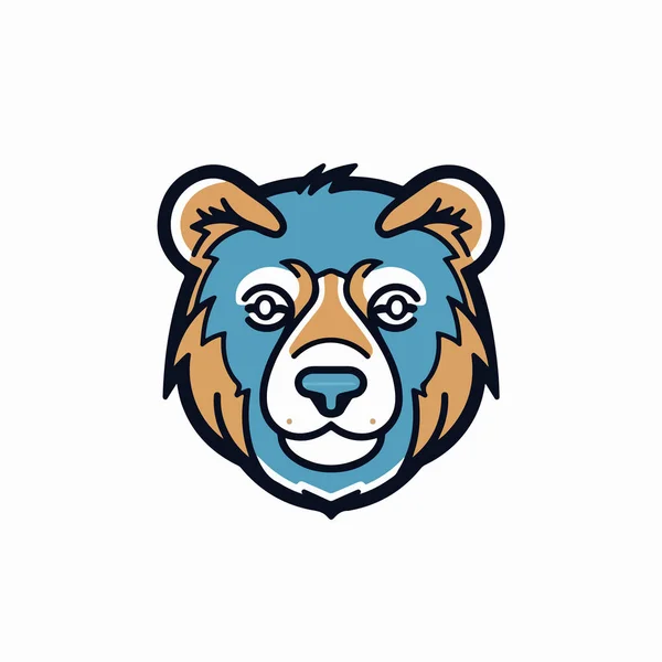 Lindo Oso Cabeza Mascota Ilustración Diseño — Vector de stock