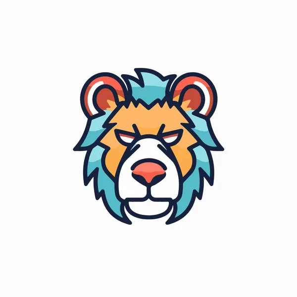 Lion Tête Icône Vecteur Signe Lion Symbole Couleur Isolé Sur — Image vectorielle