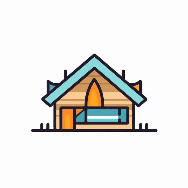 Camping Casa Vetor Ilustração Estilo Plano Isolado —  Vetores de Stock